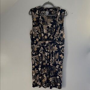 Chico's Black and Cream Floral Midi Dress